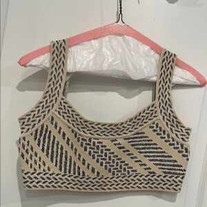 Patterned Beige and Black Women's Top